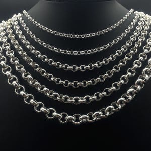 925 Sterling Silver Rolo Chain Necklace, Unisex Silver Rolo Link Chain, Minimalist Everyday Chain, Dainty Chunky Rolo Style Chain, Gift Him