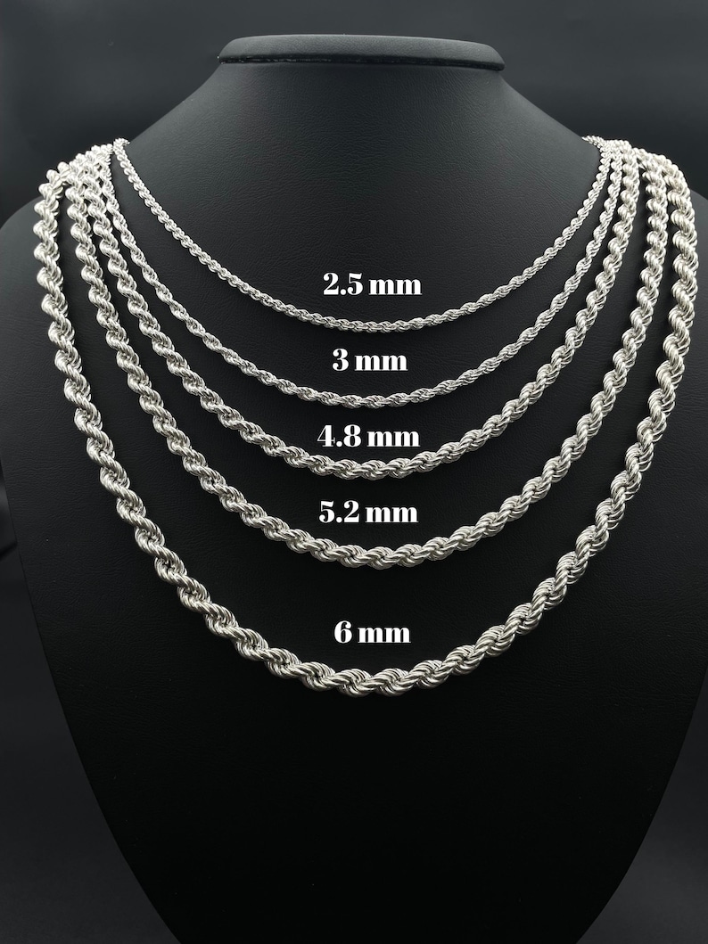 925 Sterling Silver Rope Twist Chain, Rope Choker Chain, Gift Women ...