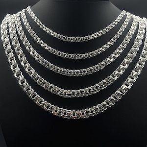 925 Sterling Silver Rolo Chain Necklace, Heavy Silver Belcher Necklace, Round Link Chain, Men&#39;s Chunky Silver Necklace, Gift Birthday Chain