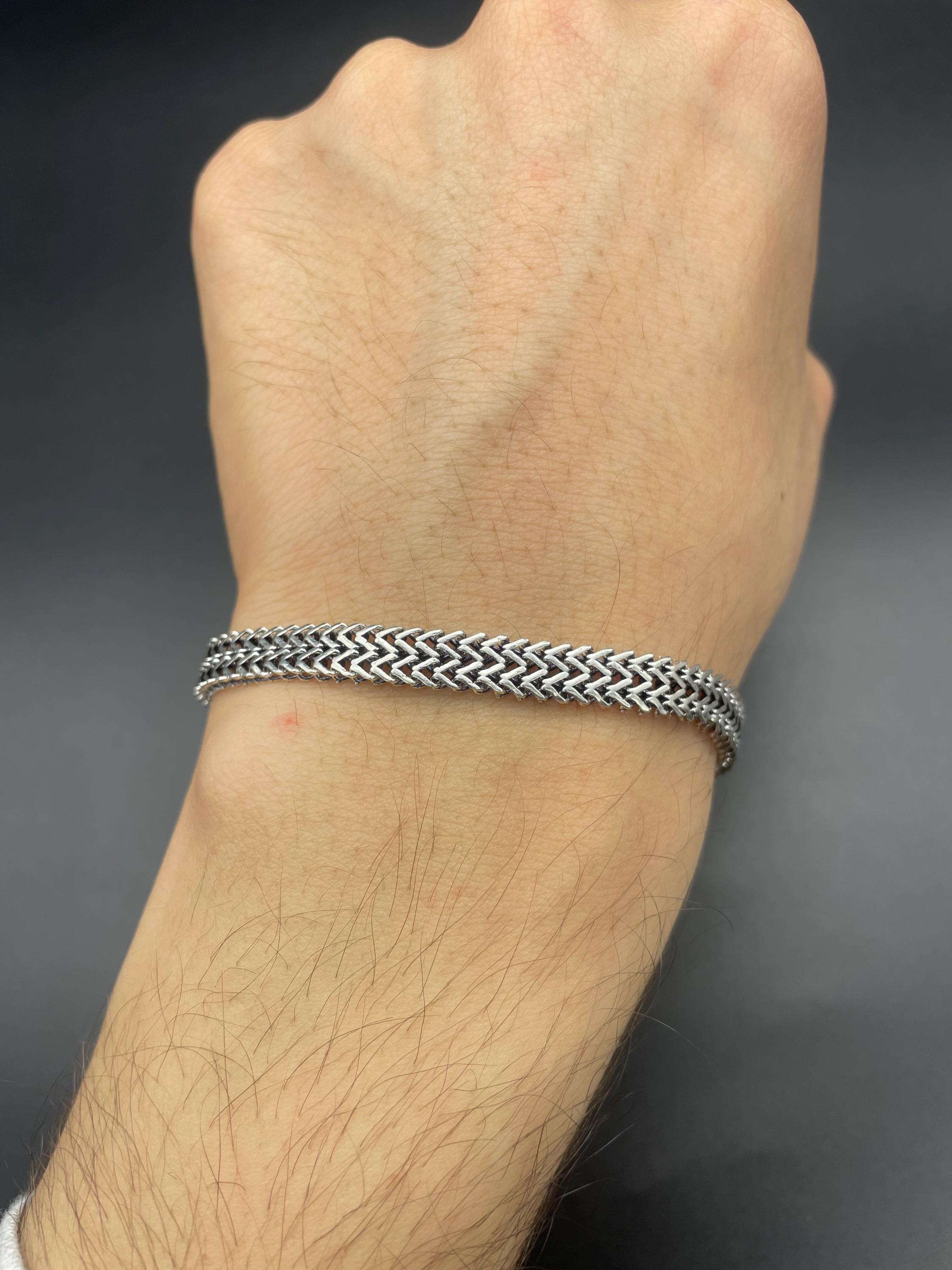 925 Sterling Silver Curb Oxidized Chain Bracelet, Trendy Classic