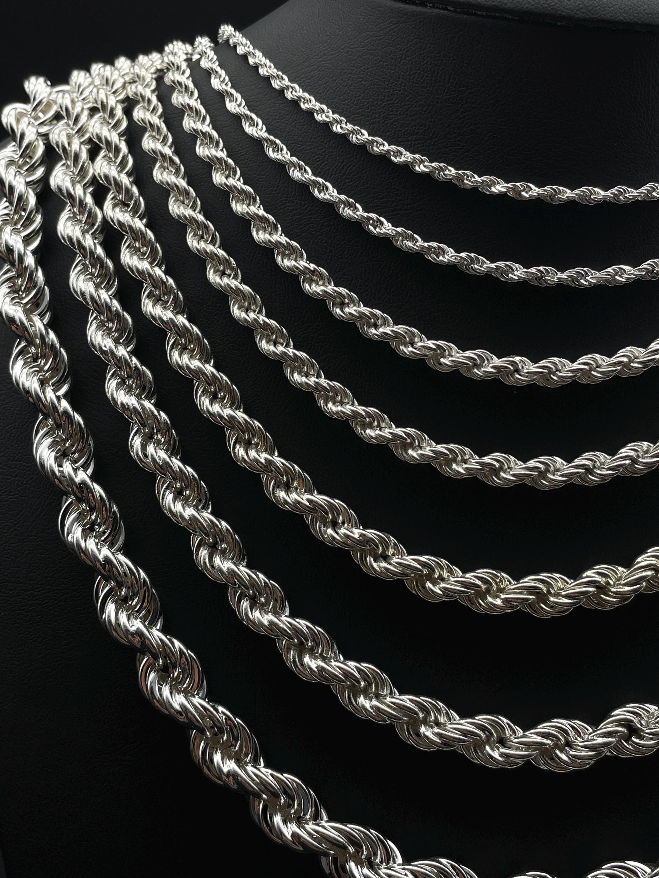 925 Sterling Silver Rope Chain, Rope Chain Necklace, Rope