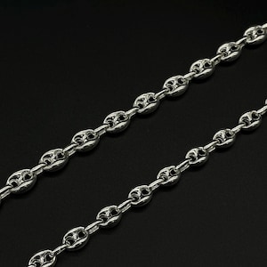 925 Sterling Silver Puffed Mariner Chain, Mariner Chain Necklace, Thin Anchor Sailor Chain Necklace, Gift Men Chain, Rounded Mariner Chain