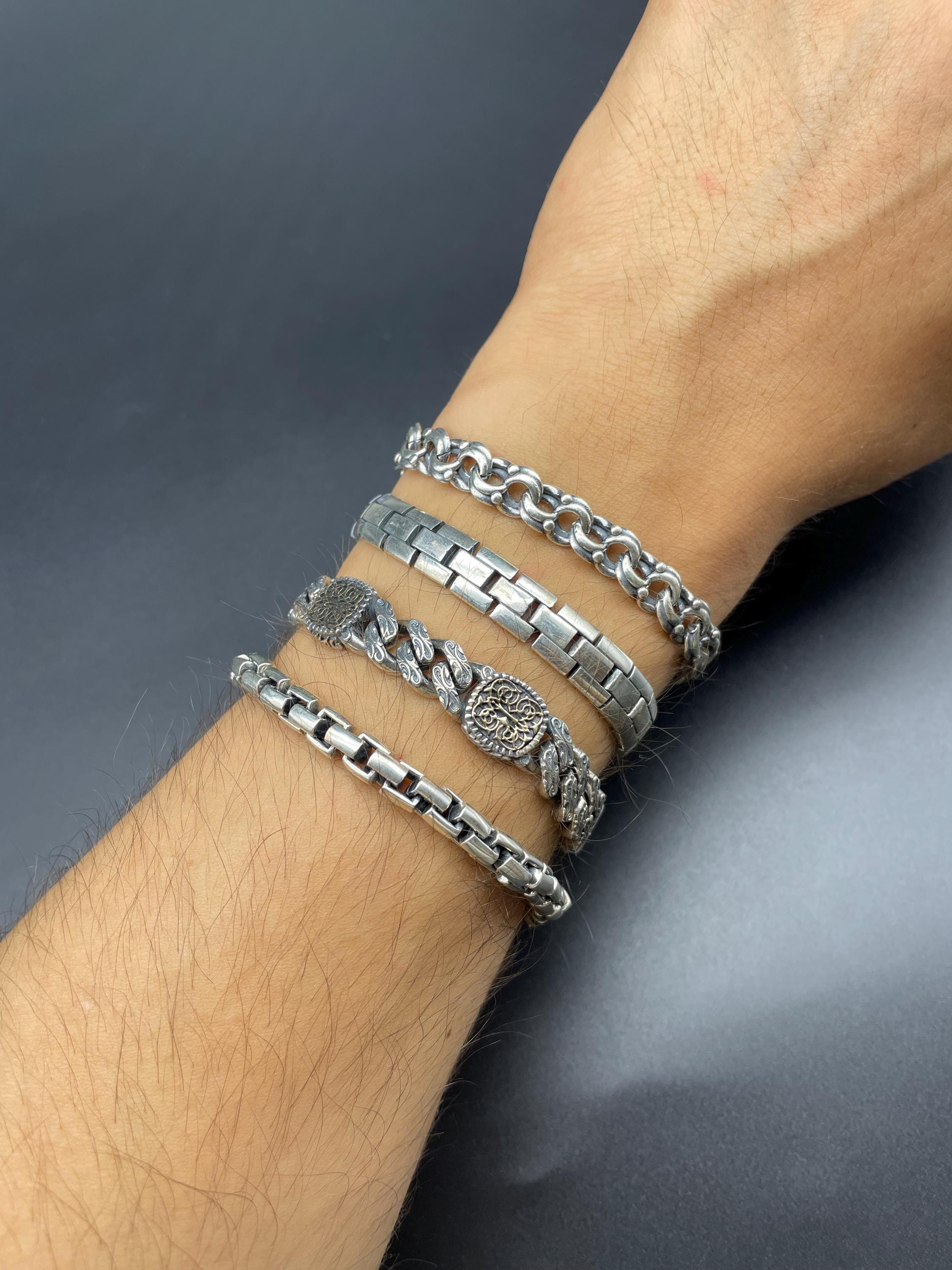 Handmade Sterling Silver Chain Bracelet - Unisex Special Design - Etsy