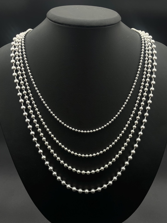 925 Sterling Silver Solid Italian Ball Bead Chain, Ball Bead