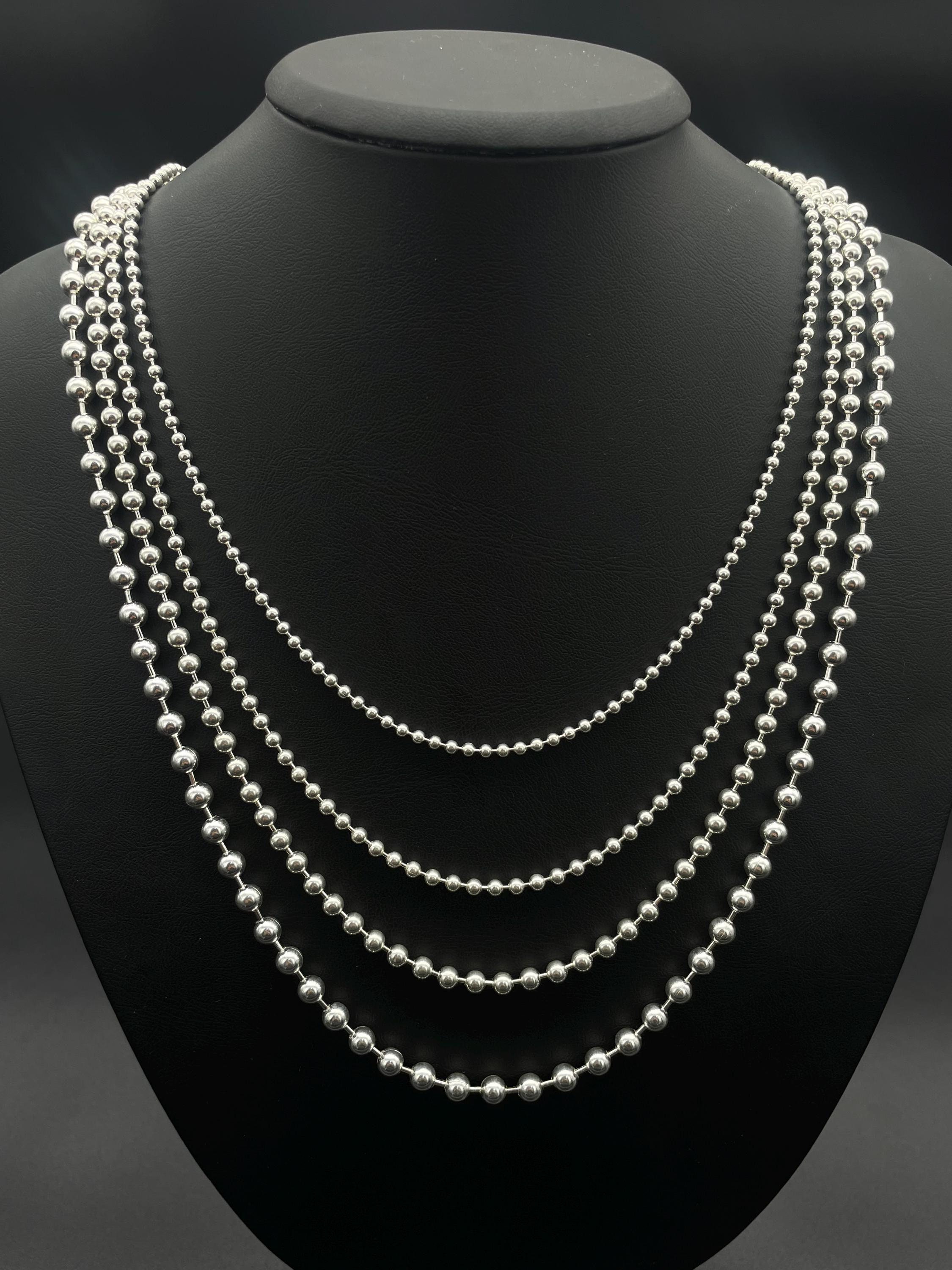 925 Sterling Silver Solid Italian Ball Bead Chain, Ball Bead
