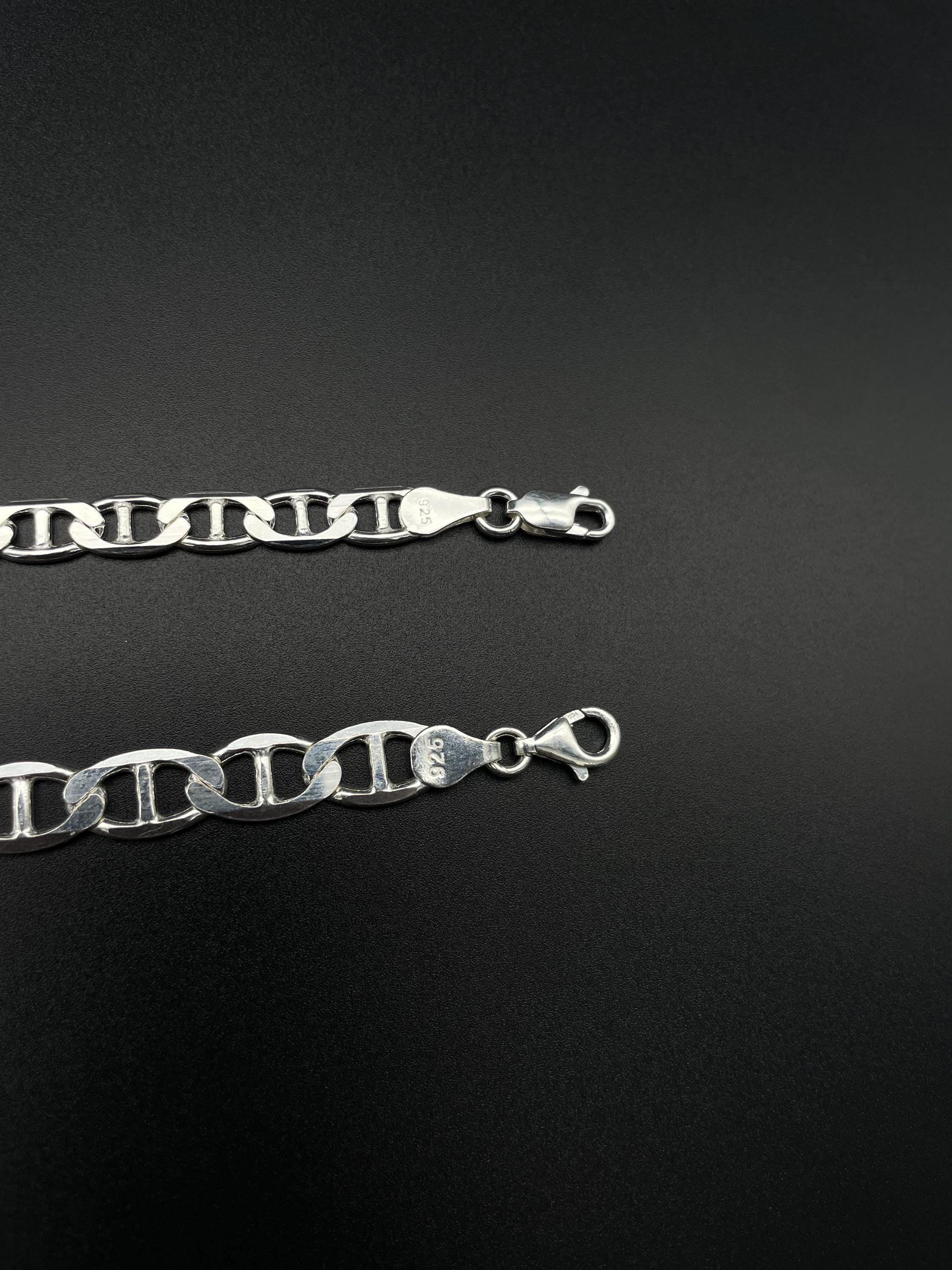925 Sterling Silver Anchor Chain Bracelet: Mariner Link, Trendy