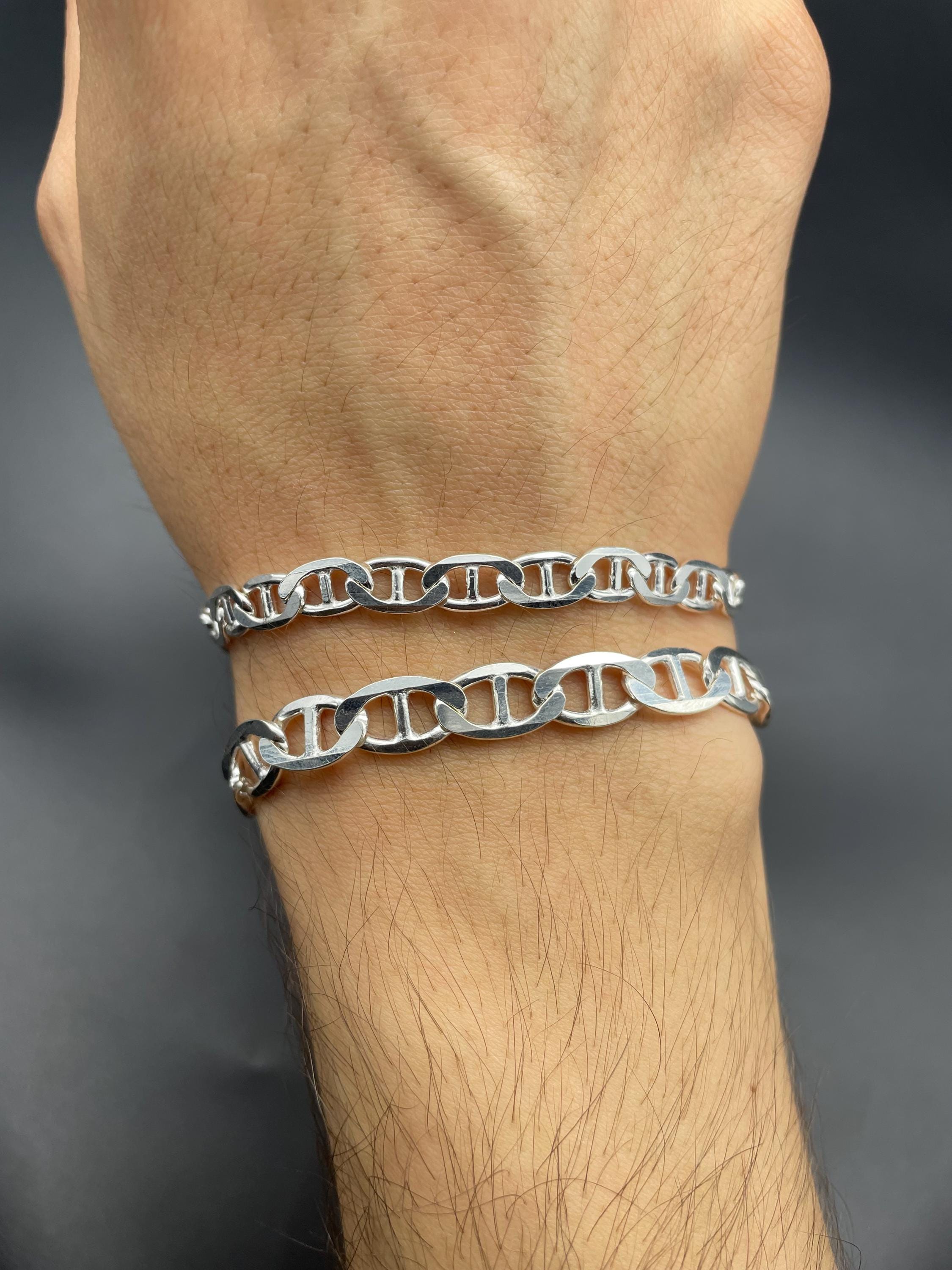 925 Sterling Silver Anchor Chain Bracelet: Mariner Link, Trendy