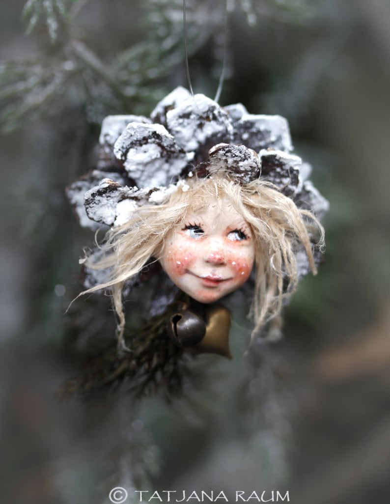 Pixie girl Nele handmade decoration, Zapfenkind image 2