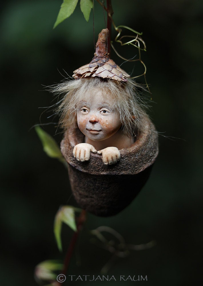 Pixie boy Quirin, Wichtelkind fantasy miniature sculpture art doll