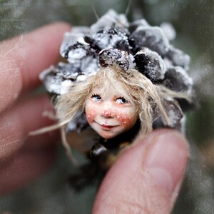 Pixie girl Nele handmade decoration, Zapfenkind image 3