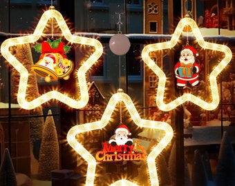 Christmas Pendant Decoration, Christmas Atmosphere Led Lights, Star Light Decoration For Window Door Holiday