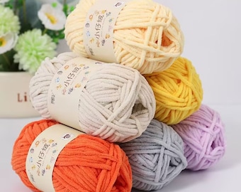 Woven Coarse Yarn, Blended Ball Yarn for Knitting, Blue White Pink Green, Yellow, Orange, Red