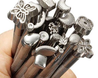 20 Pcs DIY Leather Working Saddle Making Stamps Metal Alloy Punch Tool Set