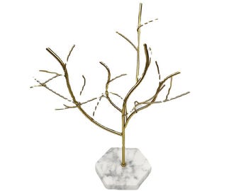 Marble Jewelry Stand, Nordic Style Jewelry Display, Antler Stand, Elegant Tray Organizer for Earrings, Necklaces, Rings - Unique Gift Idea