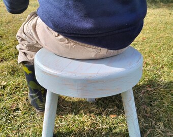 Small wooden 3-legged milking child size stool