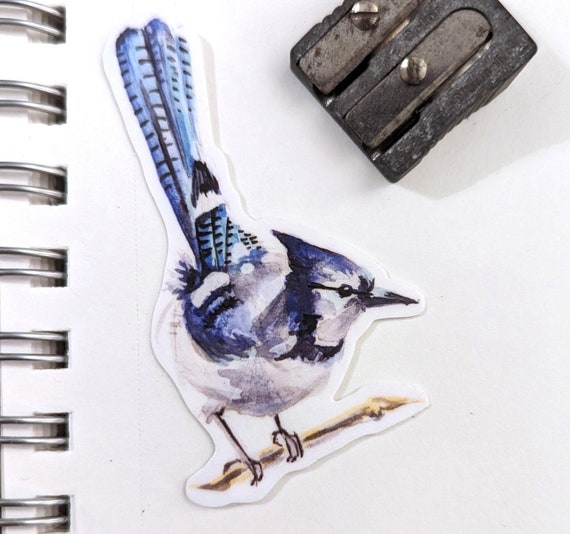 Watercolor Bluejay Bird Sticker - Hand-Painted Art