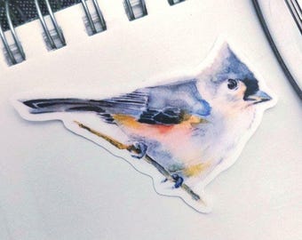 Watercolor Tufted Titmouse Sticker