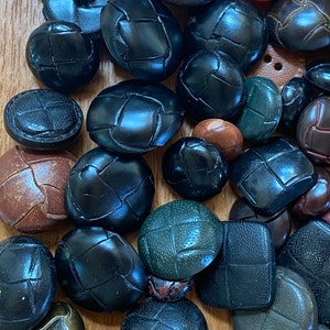 100 Vintage & New Buttons Lot Leather and Leather Design image 4