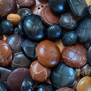 100 Vintage & New Buttons Lot Leather and Leather Design image 3