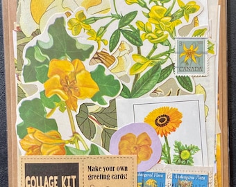 Collage Kit Vintage & New Ephemera Yellow Flowers