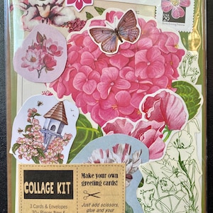 Collage Kit Vintage & New Ephemera Pink Flowers