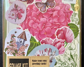 Collage Kit Vintage & New Ephemera Pink Flowers