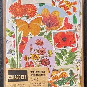 Collage Kit Vintage & New Ephemera Orange Blumen