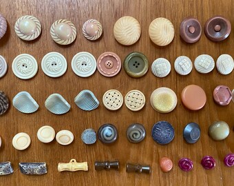 50 Vintage Buttons - Celluloid & Plastic