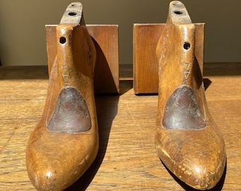 Vintage Wooden Shoe Form Bookends