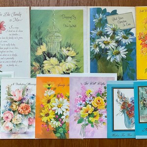 Cartões de felicitações vintage com designs florais