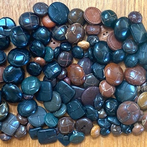 100 Vintage & New Buttons Lot Leather and Leather Design image 1