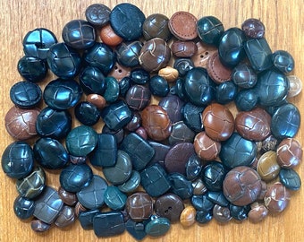 100+ Vintage & New Buttons Lot - Leather and Leather Design