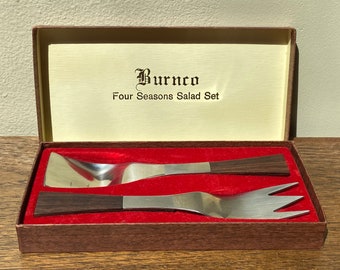 Vintage Teak Burnco Four Seasons Salad Set in Original Box