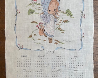 Vintage 1975 Hallmark Tea Towel Blue Bonnet