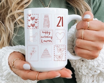 Personalized 21st Birthday Mug Gift for Best Friend, Custom Book Lover Gift Ideas for Her, Cute Coffee Cup 21st Birthday Gift For Daughter