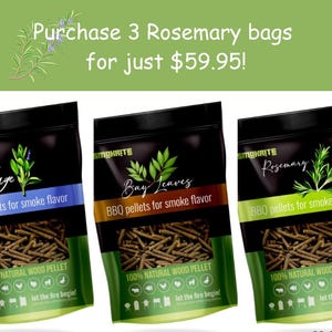 Gourmet Rosemary Wood Pellets – 3-Pack | Premium BBQ & Meat Smoker Pellets