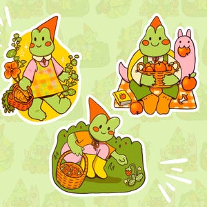 Cottagecore Frogs Sticker Pack | Waterproof Vinyl Decals for Laptops & Water Bottles | Cute Garden Gnome Frog Design