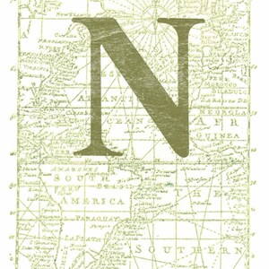 Vintage Alphabet Postkarte: 26 Buchstaben verfügbar, Alphabet, Karte, Vintage, Karte, Geographie, Gruß, Stempel, Druck, Papier, Wandkunst