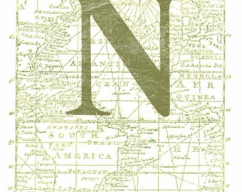 Vintage Alphabet Postcard: 26 letters available, alphabet, card, vintage, map, geography, greeting, stamp, print, paper, wall art