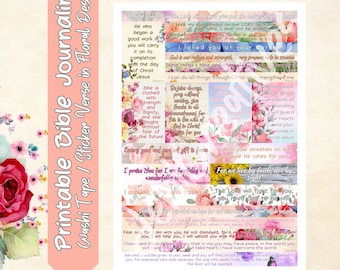 Bundel kleurrijke bijbelstickers met bloemen: washitape, schriftstickers, plannerdecor, versstroken, gebedsjournaal