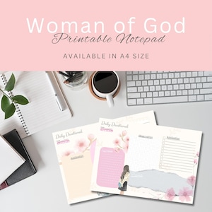 May include: Printable notepad with a floral design and the text "Daily Devotional" and "Application". The notepad is available in A4 size.