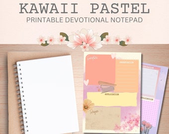 Kawaii Pastel Printable Devotional Pad | Instant Download | Goodnote and Notability Compatible | 5 Unique Designs