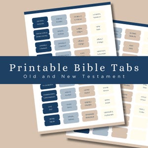 Druckbare Blaue Creme Bibel-Tabs | Bibel Journaling | 66 Bücher der Bibel | Kostenlose Seite von Blank Tabs | DIY Bibel Tabs |