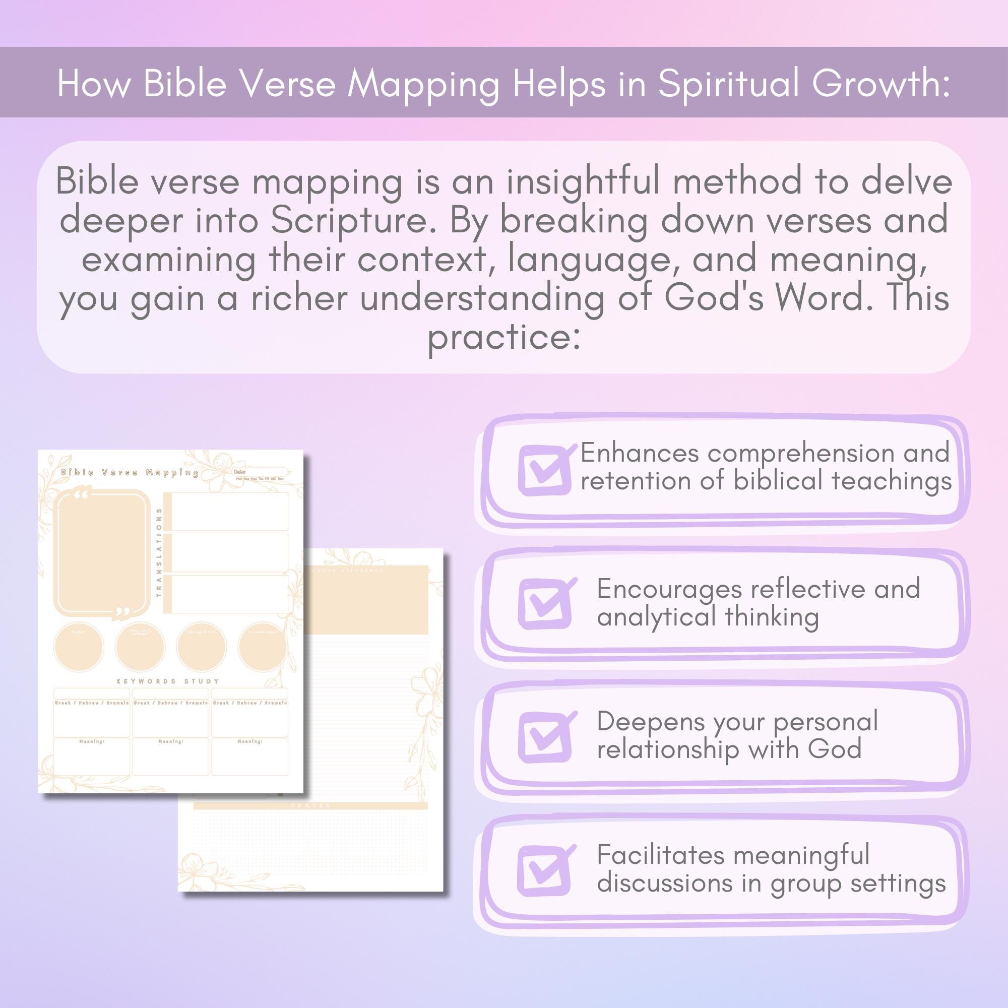 Bible Verse Mapping Printable Template in Pastel | Bible Study ...