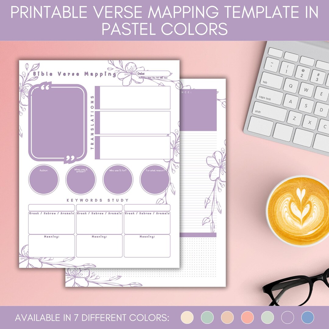 Bible Verse Mapping Printable Template in Pastel | Bible Study ...