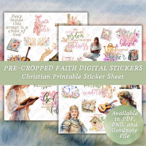 Vorgeschnittene Glaube Bibel Journaling Aufkleber | Druckbares Digitales Sticker Blatt | Christlicher Glaube | Bibelarbeit | Bibel Marge Kunst | Schrift