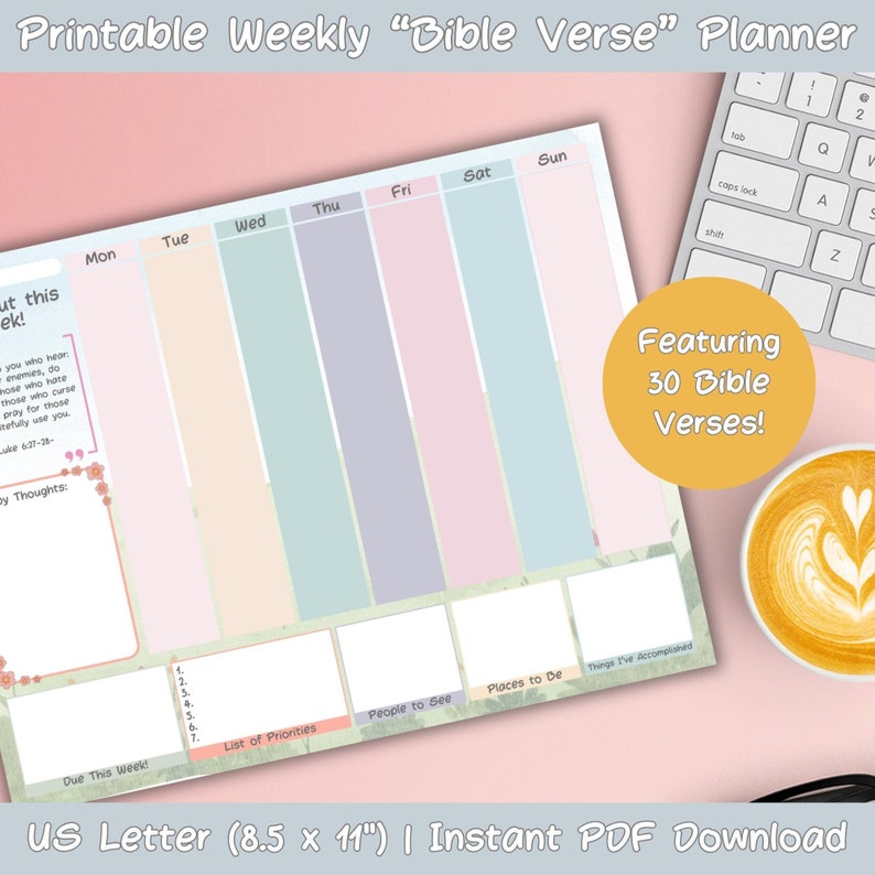 Bible Verses Weekly Planner | Printable | Colorful Pastel | Verse of ...