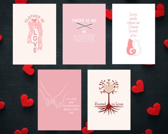 Printable Christian Bible Verse Love Card | Scripture Card | Faith-Based Heart&#39;s Day | Sweet Simple Minimalist | DIY Gifts for Her or Him