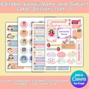 Pastel School Supply Labels 3 | Name Labels | Subject Labels | Back to School | Printable and Editable Name Tags | Personalized Labels |