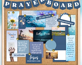 Printable Blue Sky Prayer Board Kit: Christian Photo Wall Collage